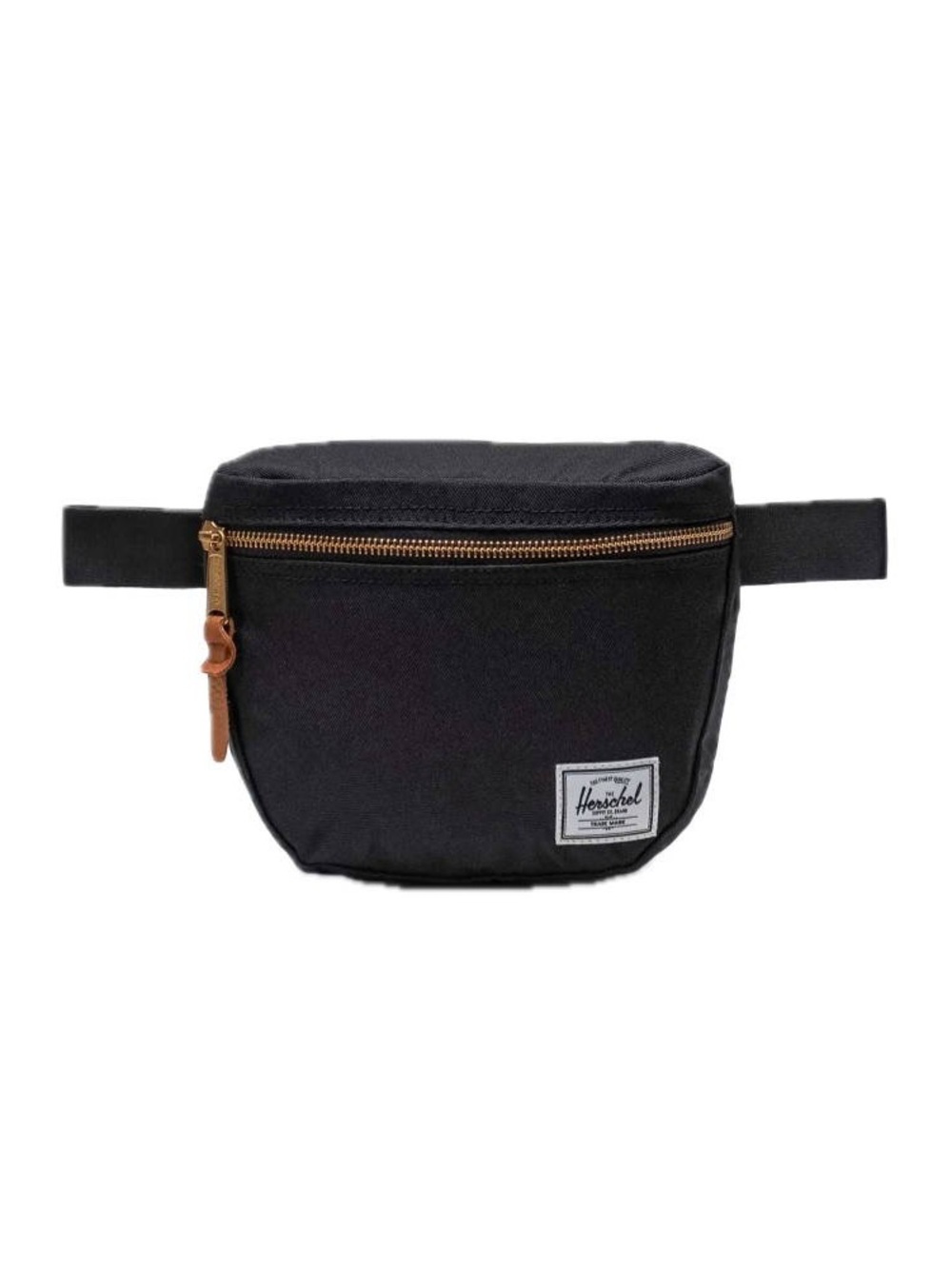 Herschel Supply Company Black Waist Fanny Pack with Brown Leather Pull
